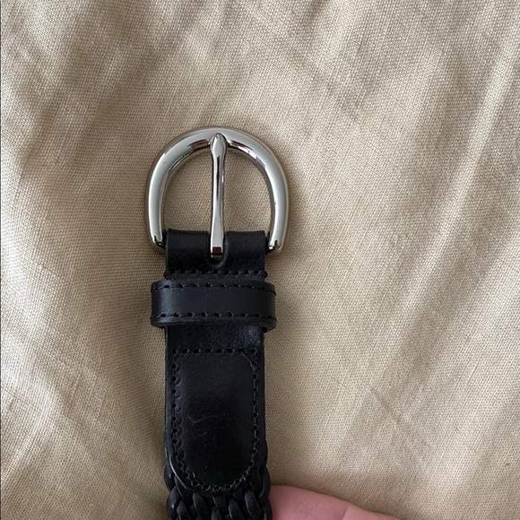 Coach Black Braided Leather Belt with Silver Buckle - Picture 2 of 3